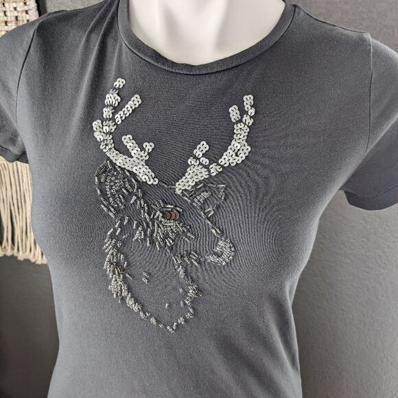 Merona Embellished T-shirt Small - Picture 3 of 9